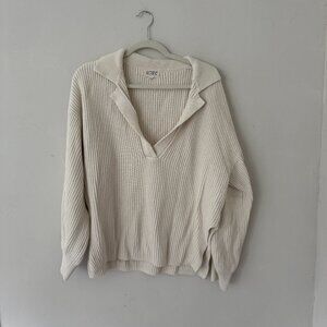 Rowie the Label Cream V-Neck Oversized Sweater